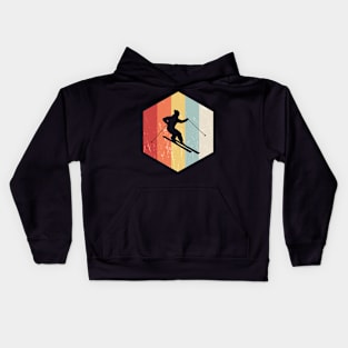 Skiing Retro Distressed Style Kids Hoodie